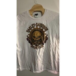 Harley-Davidson Shirt Mens 4XL White Made in USA Skull Graphic Red River Texas